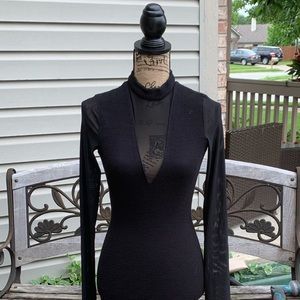 Black mesh form fitting dress